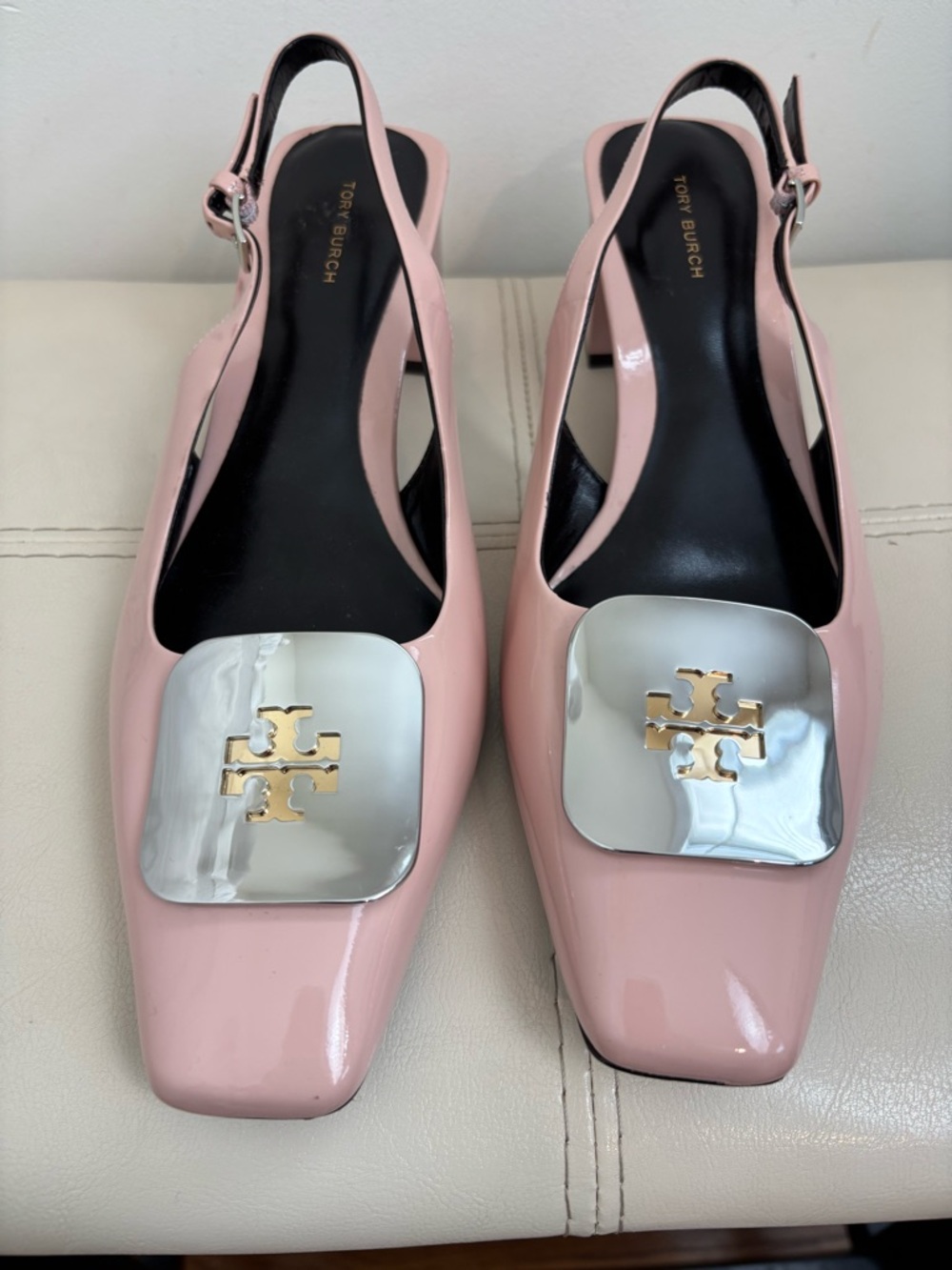 Tory Burch Georgia Slingback Pumps In Pink Patent Leather Size 9M